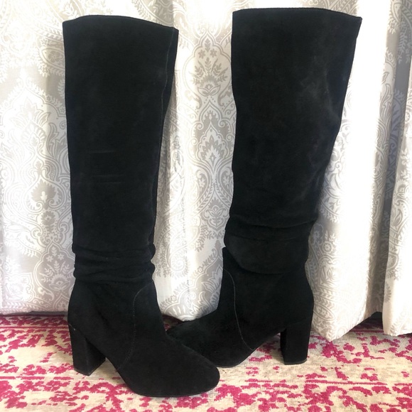 Suede over-the-knee slouch heel boots - Picture 12 of 16